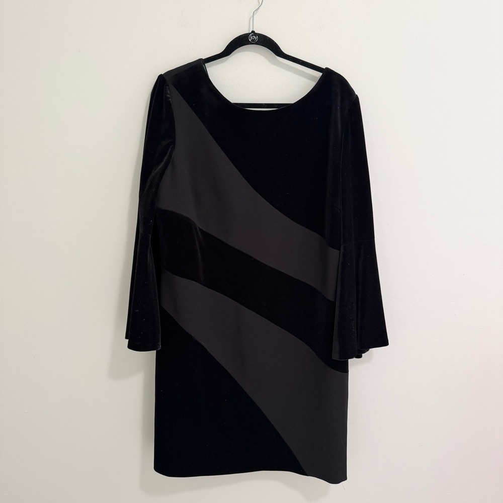 Tahari Velvet Flare Sleeve Dress